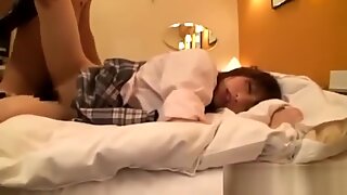 Schoolgirl Getting Her Hairy Pussy Fucked Facial On The Bed In The Hotel Ro